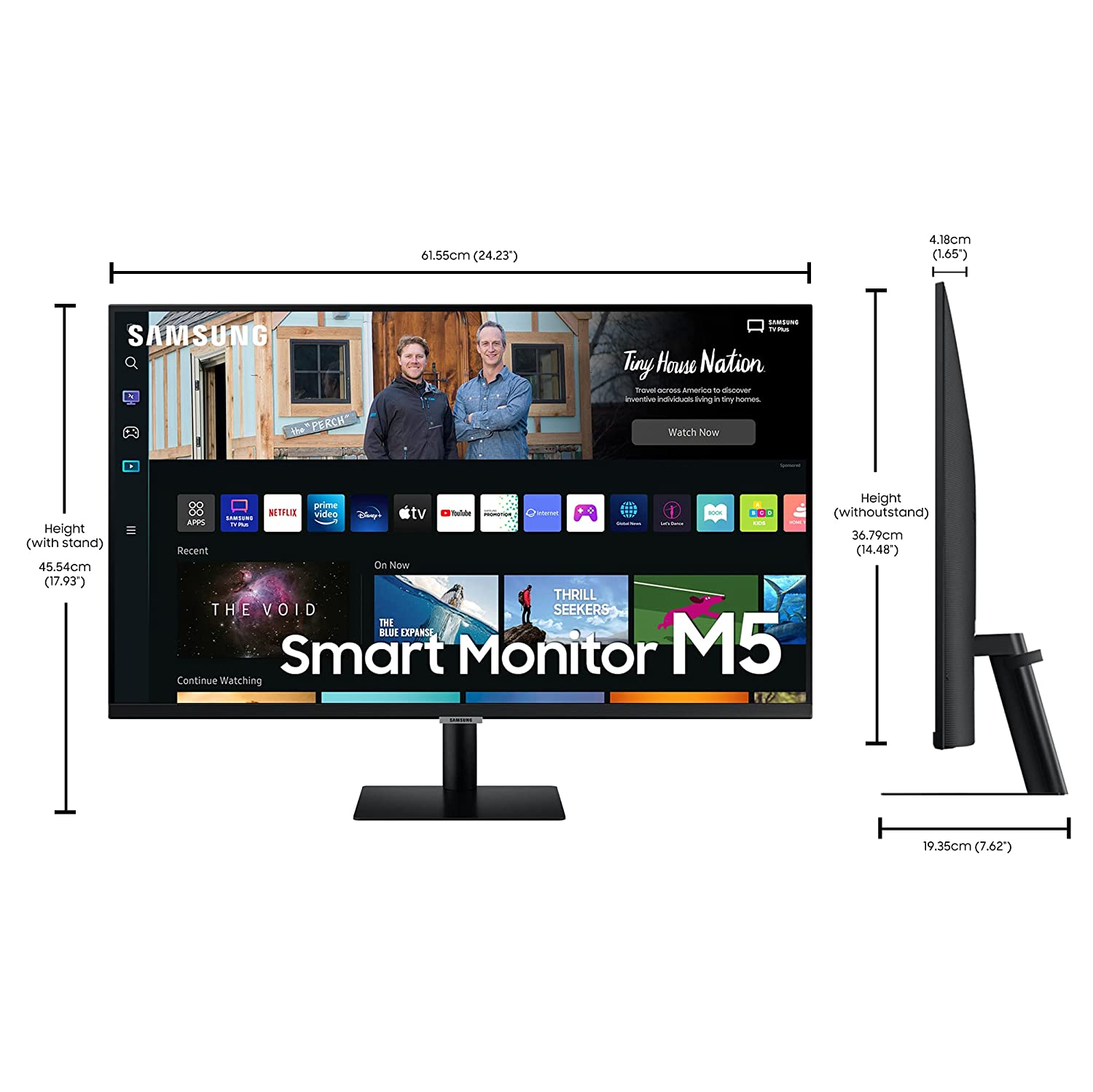 Samsung M5 - Ls27Bm500Ewxxl, 27 Inch (68.58 cm) 1920 x 1080 Pixels Fhd 1080P Smart Led Monitor, 4Ms Response Time, 1 Billion Color, Samsung Dex, Office 365, Bluetooth, Speakers, Remote Black