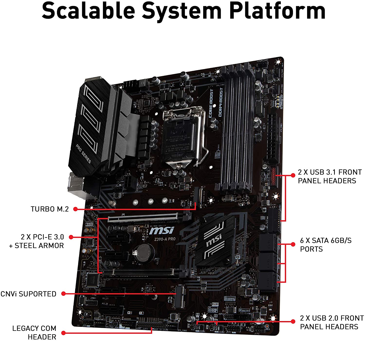 MSI Z390-A PRO LGA1151 (Intel 8th and 9th Gen) M.2 USB 3.1 Gen 2 DDR4 HDMI DP CFX Dual Gigabit LAN ATX Z390 Gaming Motherboard