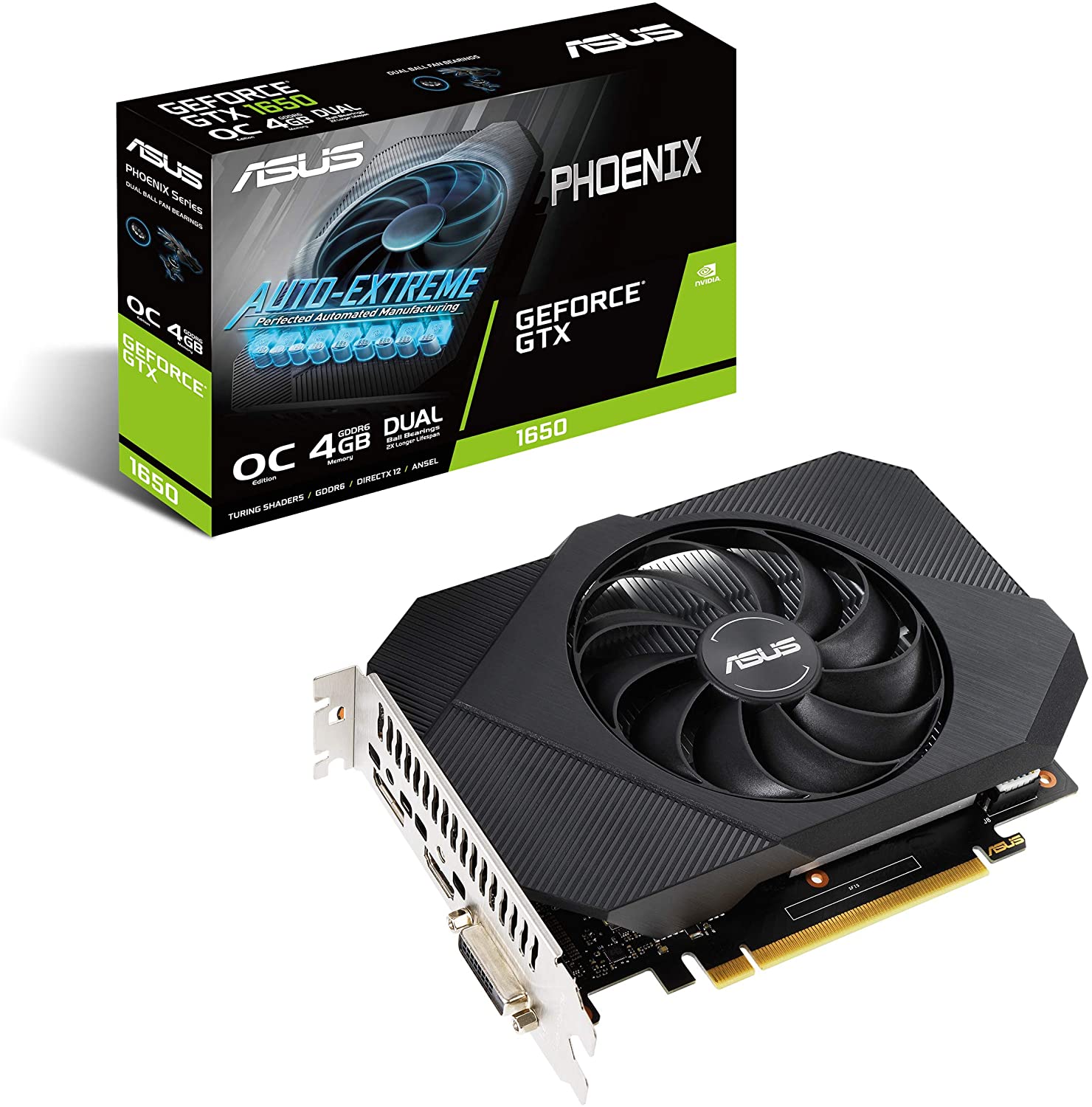 ASUS Phoenix NVIDIA GeForce GTX 1650 OC Edition Gaming Graphics Card (PCIe 3.0, 4GB GDDR6 Memory, HDMI, DisplayPort, DVI-D, Axial-tech Fan Design)