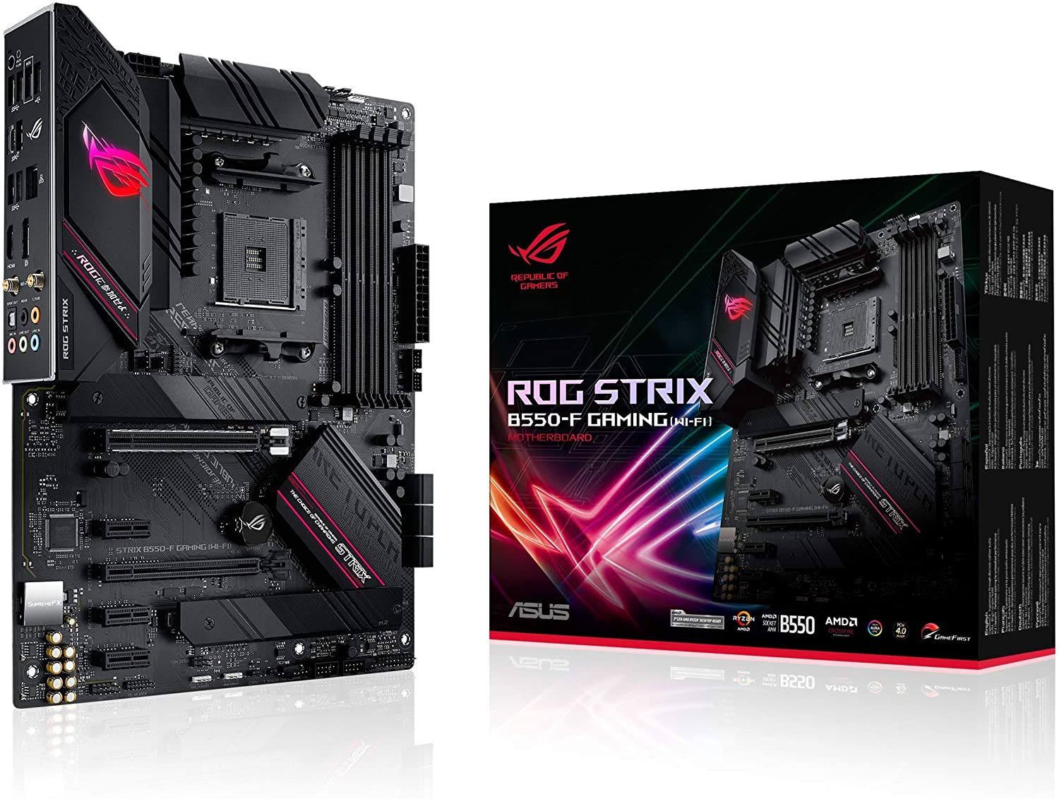 ASUS ROG Strix B550-F Gaming (WiFi 6) AMD AM4 Zen 3 Ryzen 5000 & 3rd Gen Ryzen ATX Gaming Motherboard (PCIe 4.0, 2.5Gb LAN, BIOS Flashback, HDMI 2.1, Addressable Gen 2 RGB Header and Aura Sync)