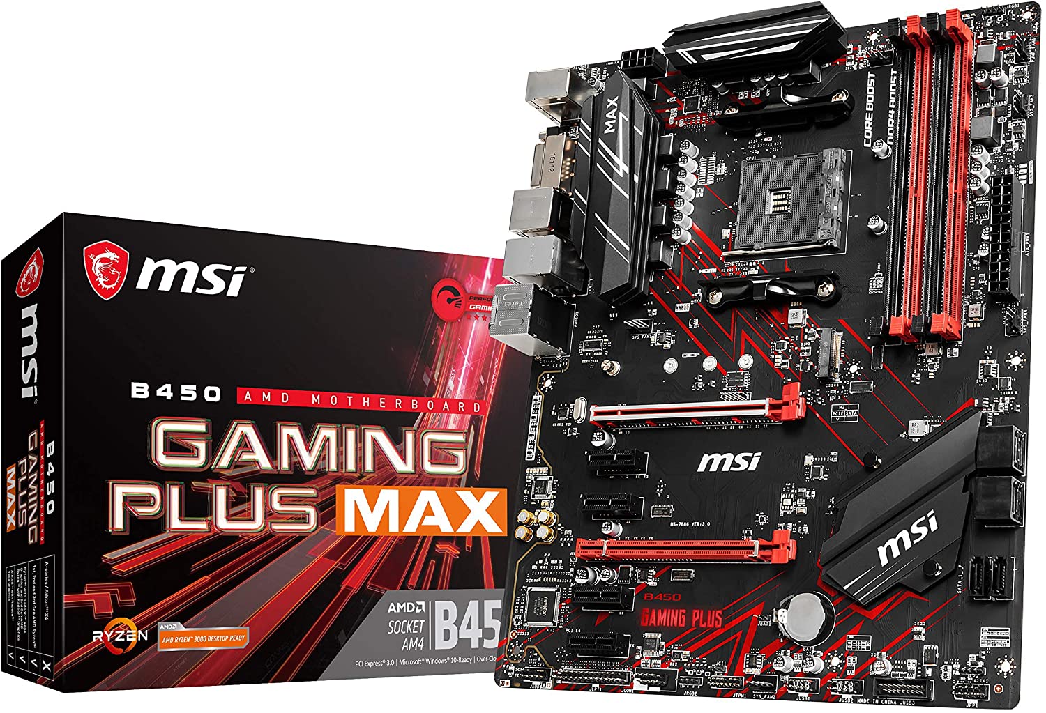 MSI Performance Gaming AMD Ryzen 2ND and 3rd Gen AM4 M.2 USB 3 DDR4 DVI HDMI Crossfire ATX Motherboard (B450 GAMING PLUS Max)