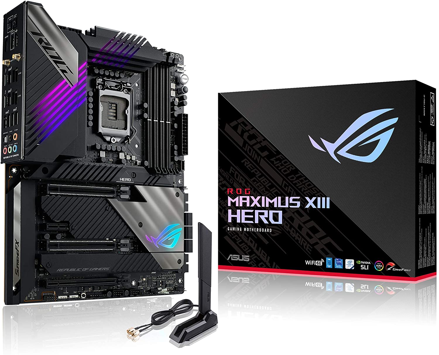 ROG Maximus XIII Hero (WiFi 6E) Z590 LGA 1200(Intel11th/10th Gen) ATX Gaming Motherboard (PCIe 4.0, 14+2 Power Stages, DDR4 5333+, Dual 2.5Gb LAN,Thunderbolt 4 onboard, 4X M.2/NVMe SSD, Aura RGB)