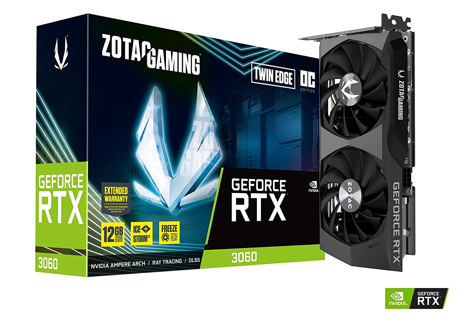 Zotac Gaming GEFORCE RTX 3060 Twin Edge OC 12 GB GDDR6, 192 bit, 1882/15000, HDCP, Three DP, HDMI, Medium Pack